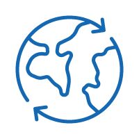 Ikona zeměkoule s pokyny popisuj&iacute;c&iacute;mi spolehlivost dod&aacute;vek.